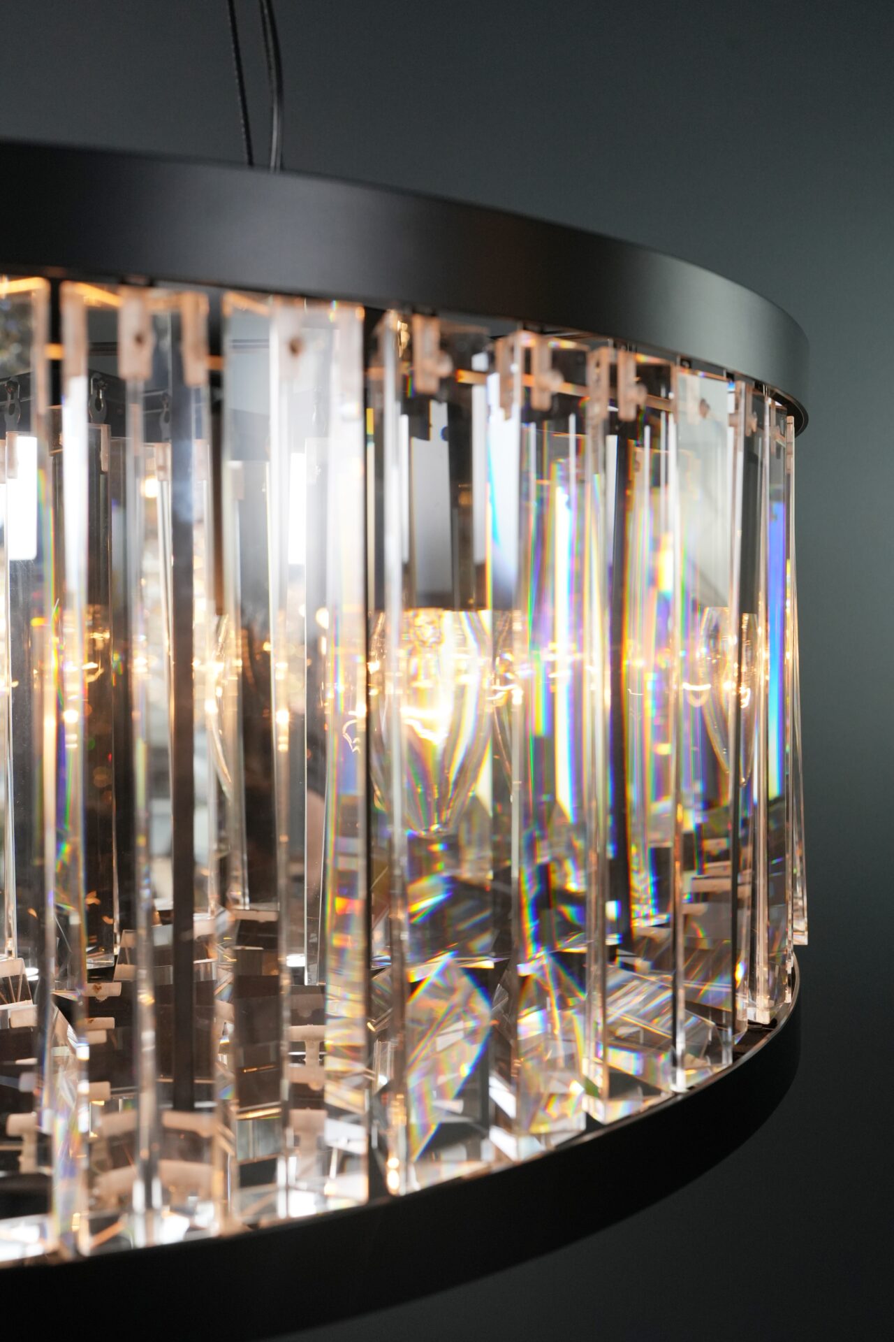 schwarze kristall lampe ring als wohnzimmer beleuchtung luxus